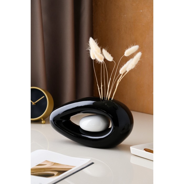 Ваза "Овал", чёрно-оранжевый