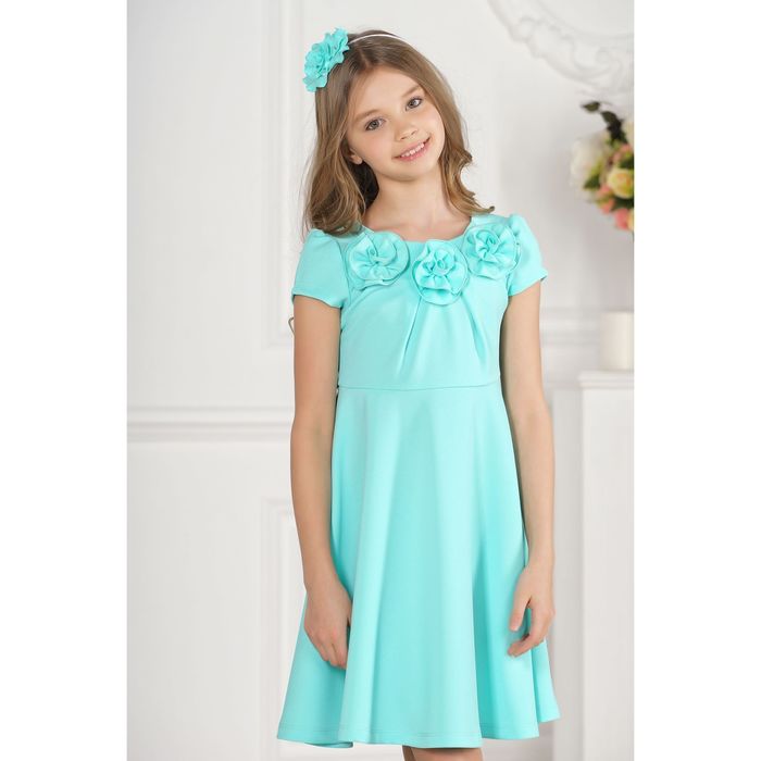 Платье детское, цвет бирюза, размер 30, рост 104