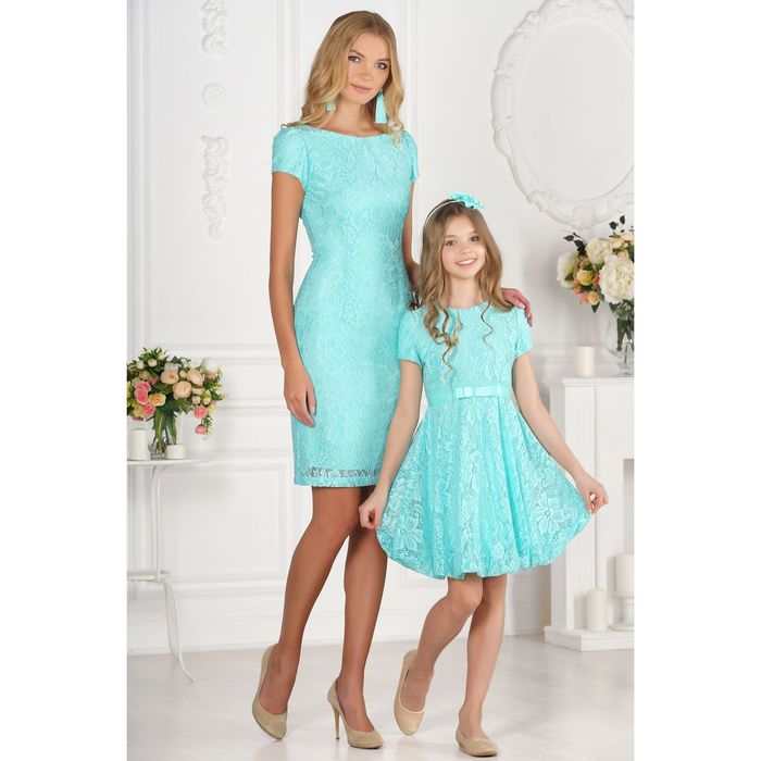 Платье детское, цвет бирюза, размер 32, рост 110