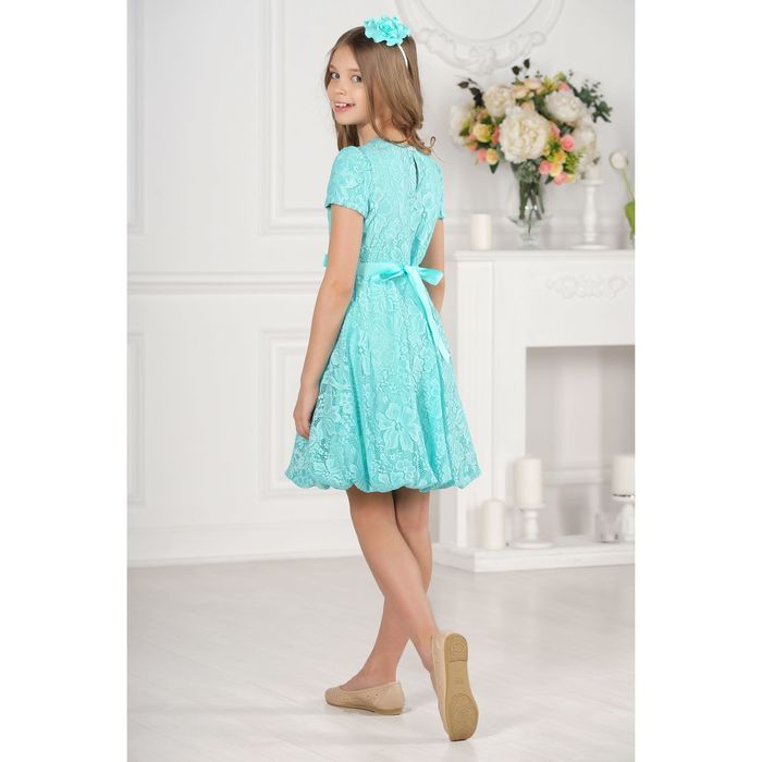 Платье детское, цвет бирюза, размер 32, рост 110