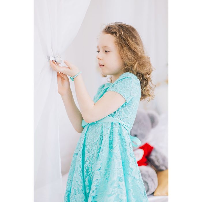 Платье детское, цвет бирюза, размер 32, рост 110