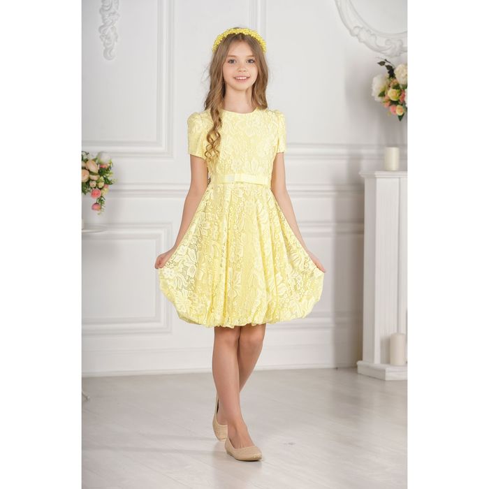 Платье детское, цвет жёлтый, размер 36, рост 122