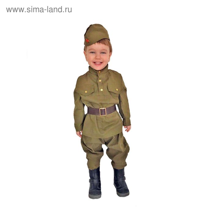 фото Карнавальный костюм «солдат-малютка», пилотка, гимнастёрка, ремень, галифе, 1-2 года, рост 82-92 см бока