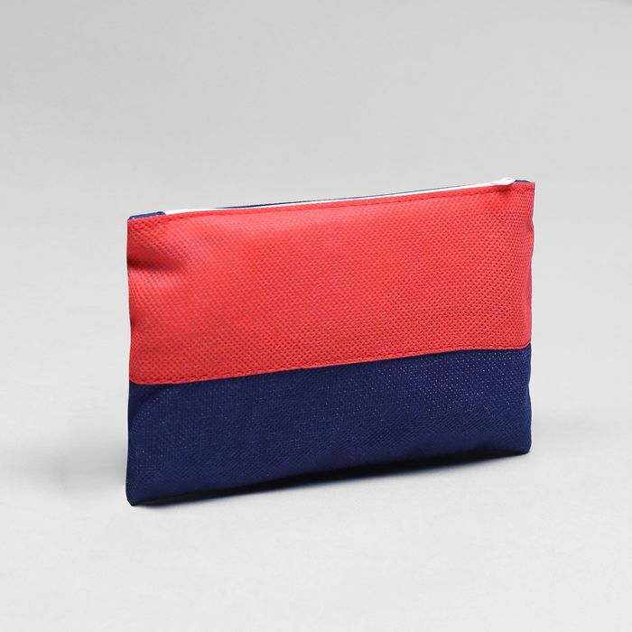 Косметичка простая на молнии, 1 отдел, цвет красный/синий
