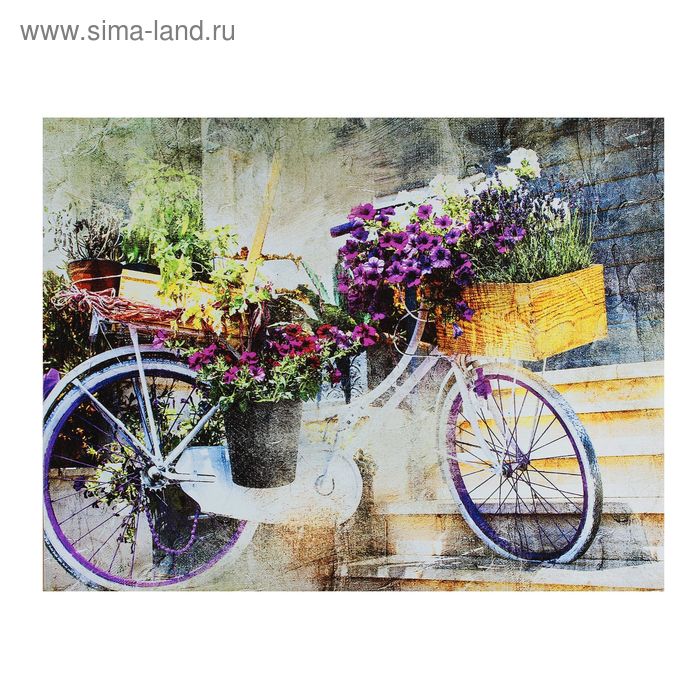 Картина на холсте Цветочный велосипед 30х40 см