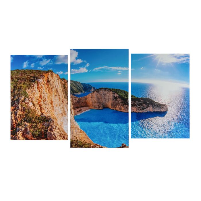 Модульная картина на подрамнике "Морской горизонт", 2 шт. — 30×44,5, 1 шт. — 30×51,5 см, 55×100 см