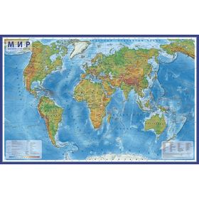 Интерактивная карта Мира физическая, 101 х 66 см, 1:35 млн