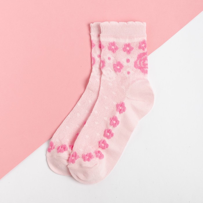 Носки детские ажурные "Цветы", 20-22 см, 10-12 лет