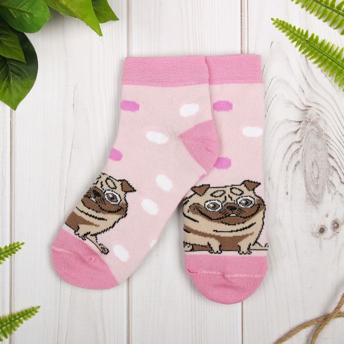 Носки детские "Мопс", 18-20 см, 7-9 лет