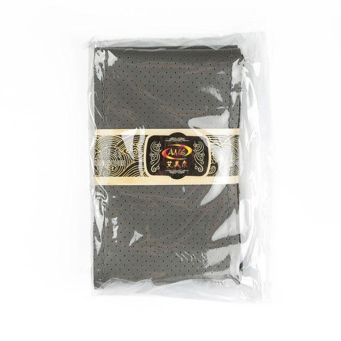 Сшивной чехол на руль 38 см, перфорированная искусственная кожа, серый