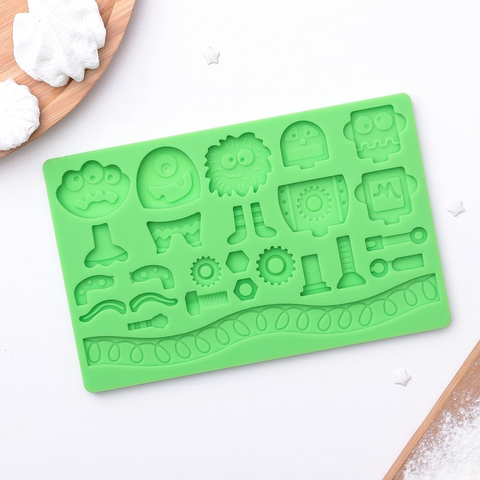 Молд 20х12,7х0,8 см "Монстрики", цвета МИКС