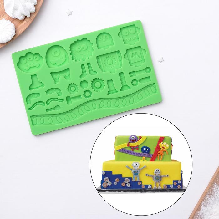 Молд 20х12,7х0,8 см "Монстрики", цвета МИКС