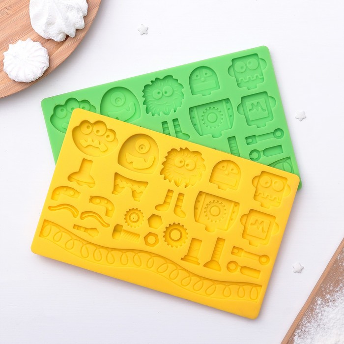 Молд 20х12,7х0,8 см "Монстрики", цвета МИКС