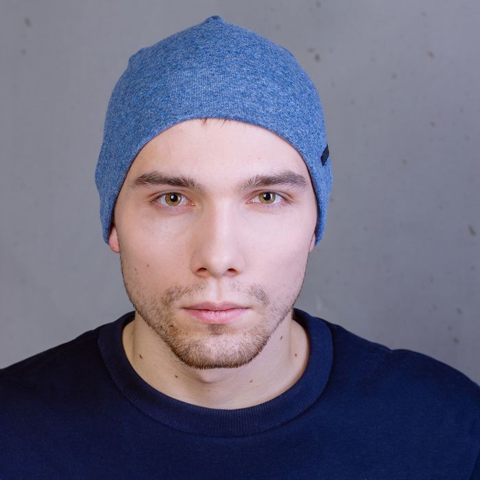 Шапка мужская "М-50" демисезонная, размер 56-58, цвет джинс меланж (арт. 807010)