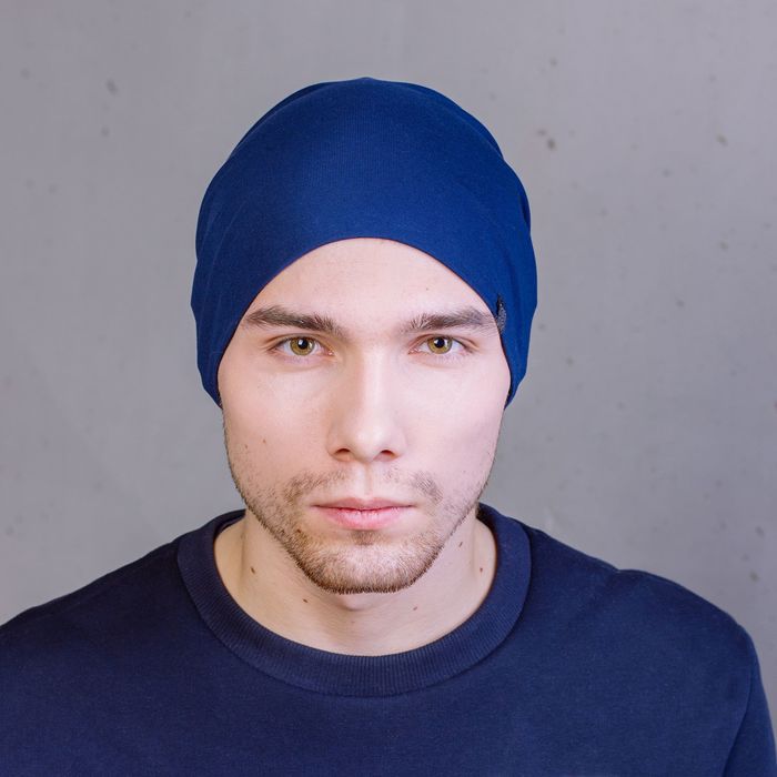 Шапка мужская "М-120" демисезонная, размер 56-58, цвет темно-синий (арт. 807512)