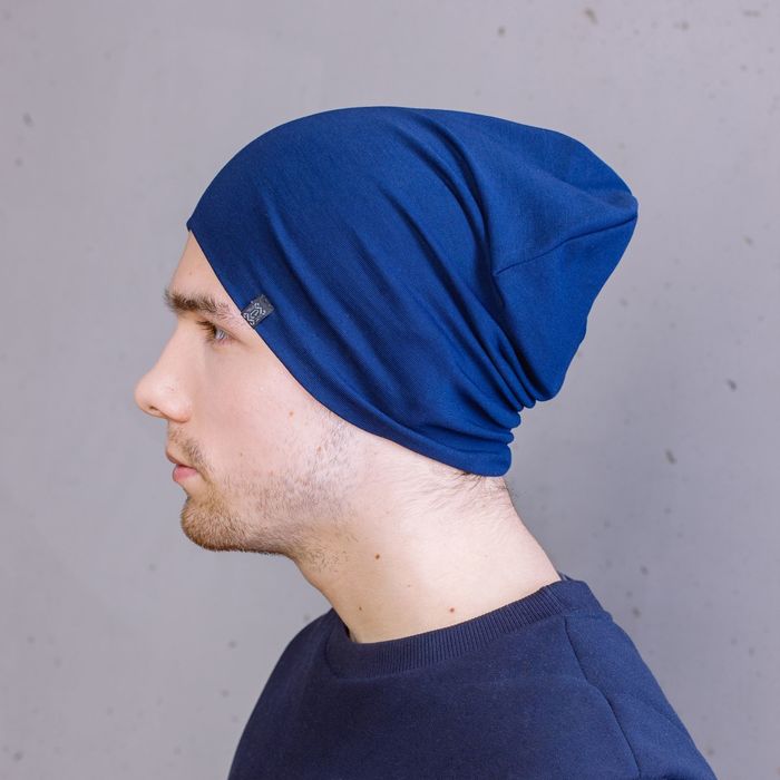 Шапка мужская "М-120" демисезонная, размер 56-58, цвет темно-синий (арт. 807512)