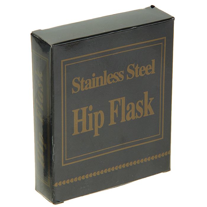 Фляжка 180 мл, эмблема Двуглавый Орёл, атомы, кожзам, коричневая, 9.5х11 см