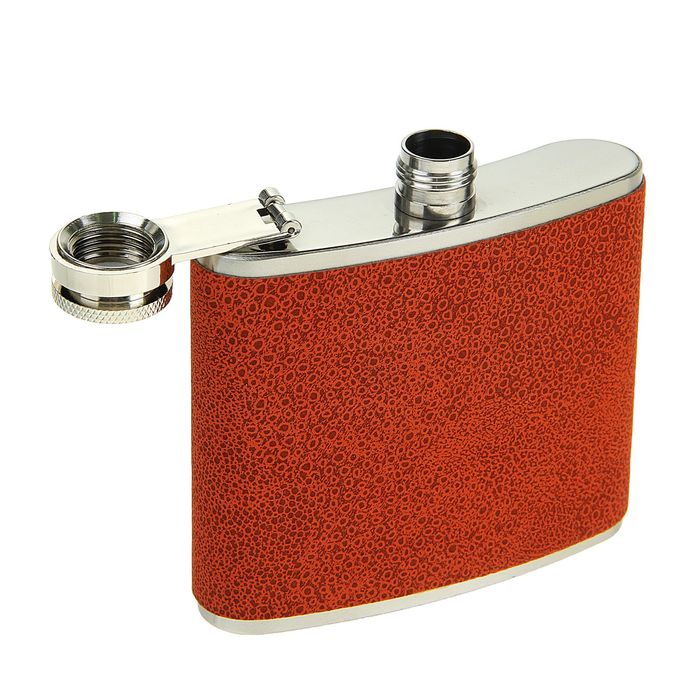 Фляжка 150 мл «Атомы», кожзам, коричневая, 9.5х9.5 см