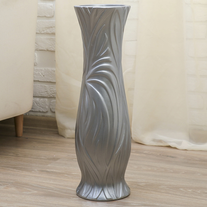 Ваза напольная "Текстурная" серая, талия