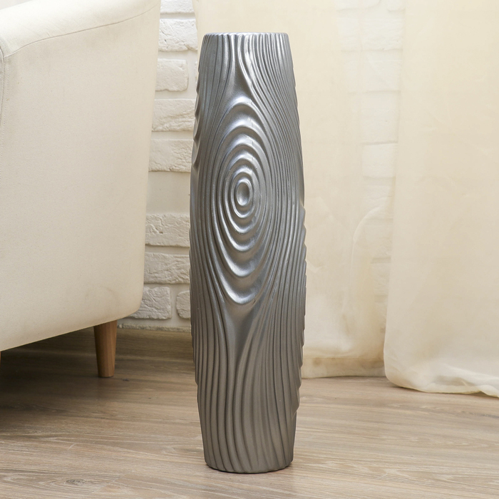 Ваза напольная "Круги" серая, бочка