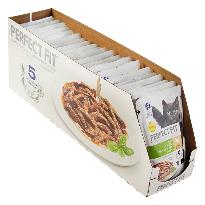 Влажный корм Perfect Fit для кошек 7+, курица в соусе, пауч, 85 г