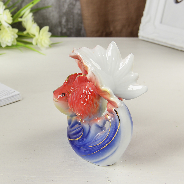 Сувенир керамика "Золотые рыбки в море" 11х13,5х7 см