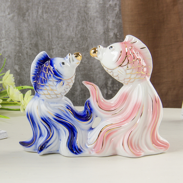 Сувенир керамика "Две рыбки с красивыми хвостами" 15,8х12х6 см