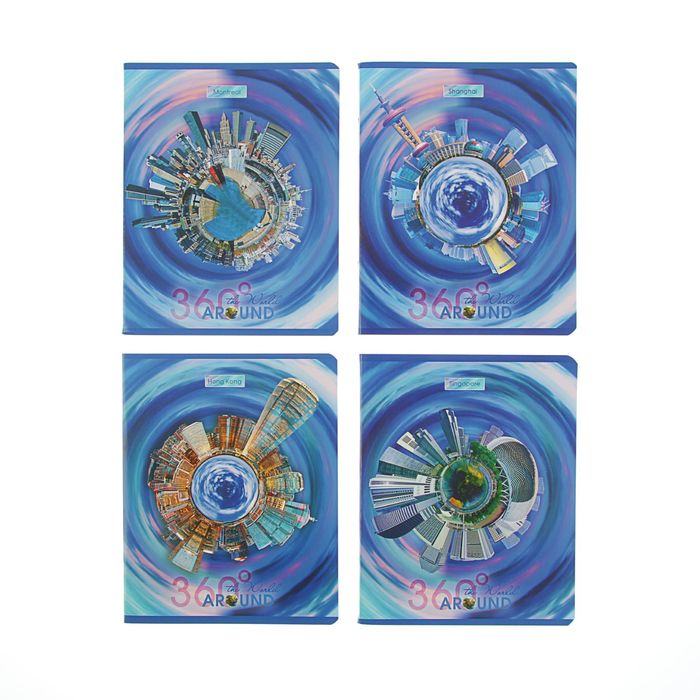 Тетрадь 80 листов клетка "360°", картонная обложка, МИКС