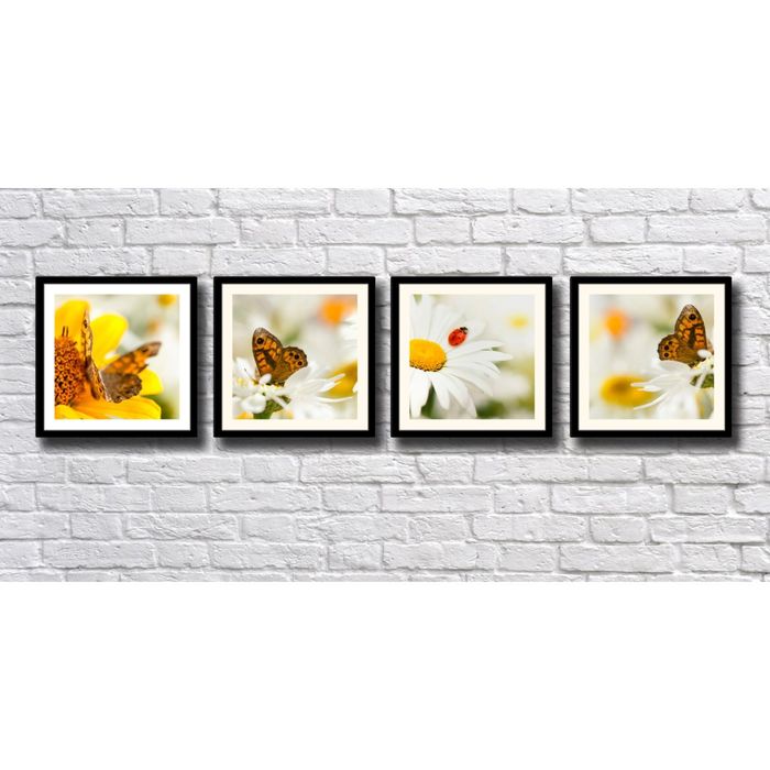 Модульная картина "Ромашки и бабочки"