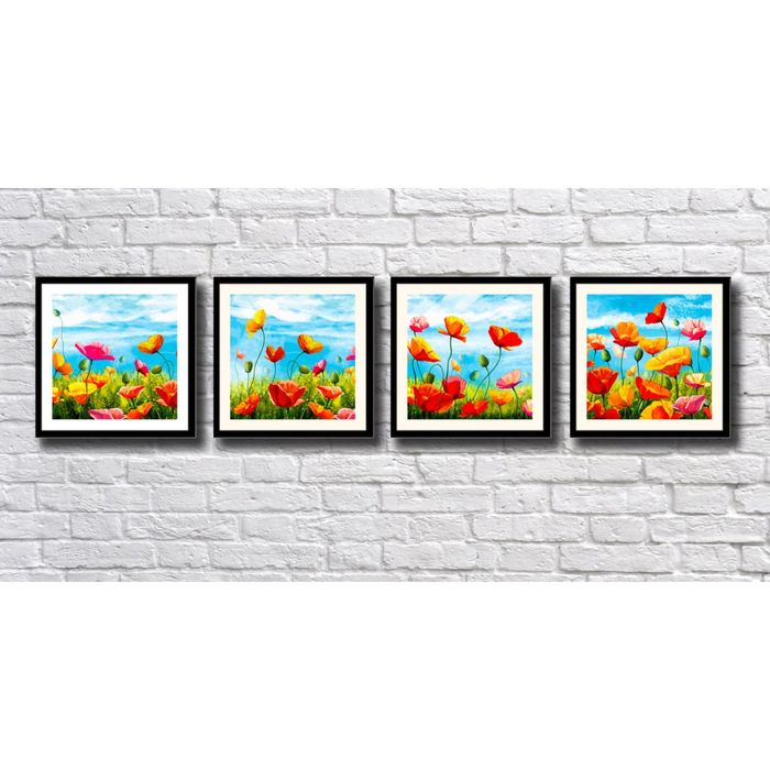 Модульная картина "Разноцветные маки"