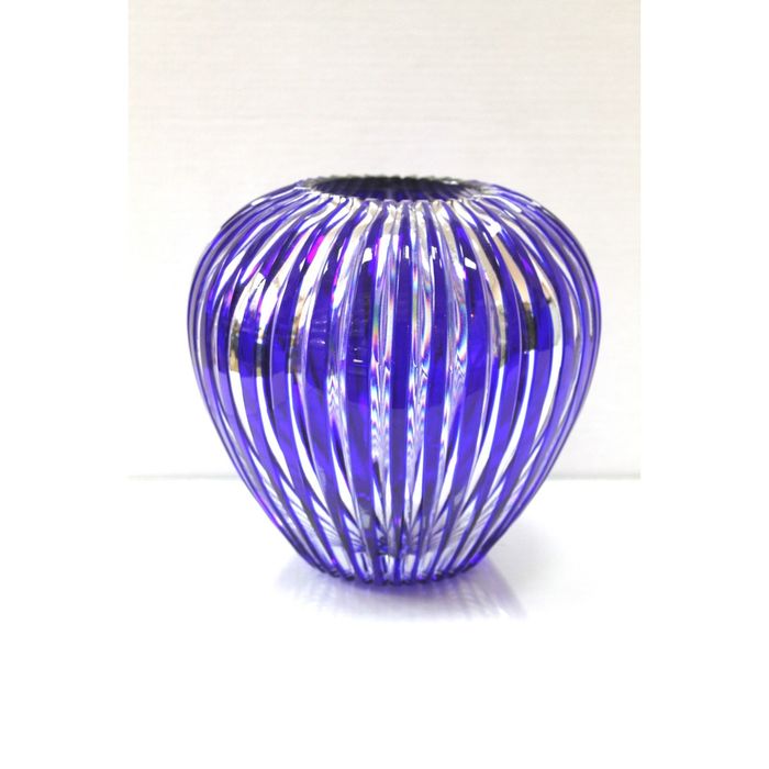 Ваза хрустальная "Каскад" синяя