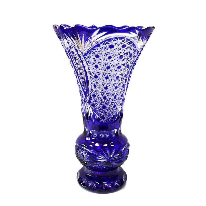 Ваза хрустальная "Тюльпан" синяя