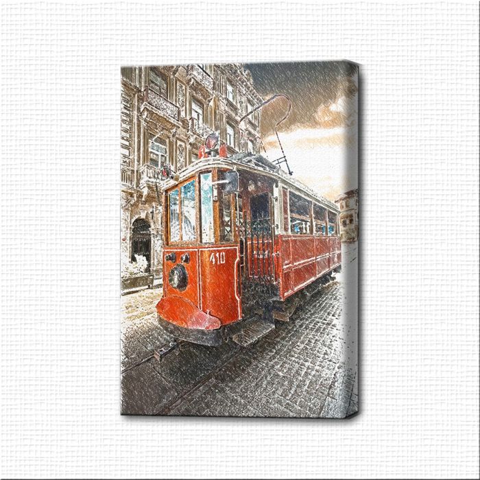 Картина-раскраска "Старинный трамвай"