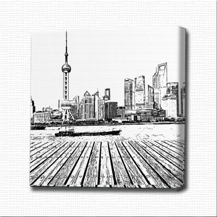 Картина-раскраска "Вид на мегаполис и реку"