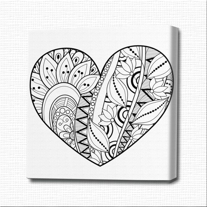 Картина-раскраска "Цветочное сердце"