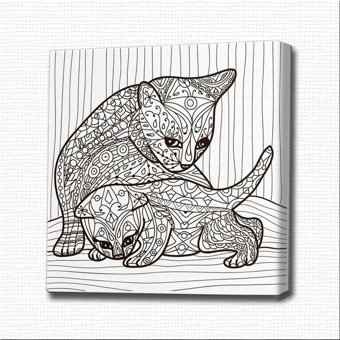 Картина-раскраска "Кошка и котёнок"