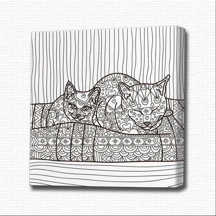 Картина-раскраска "Кошка и котёнок"