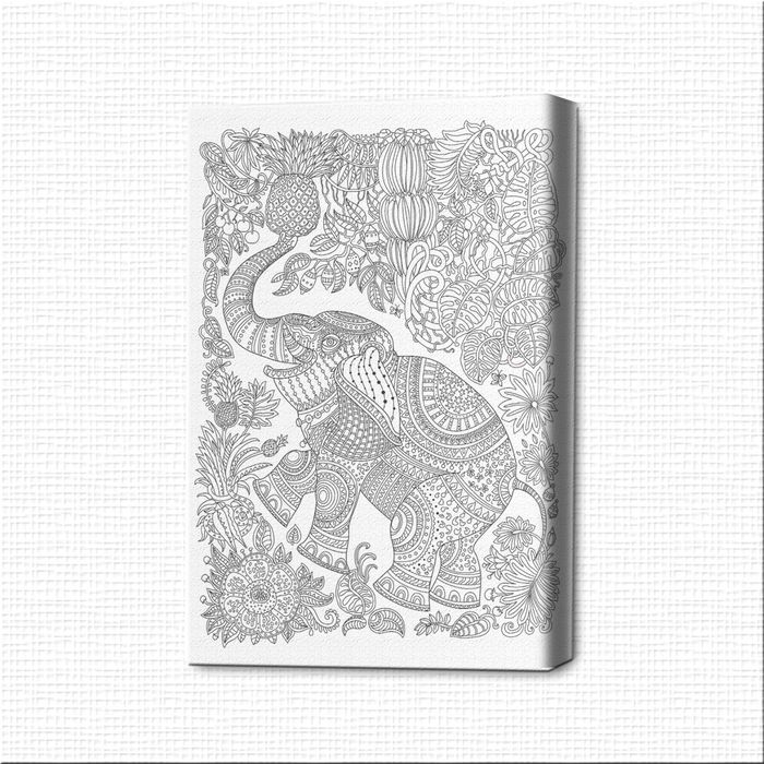 Картина-раскраска "Слон и ананас"