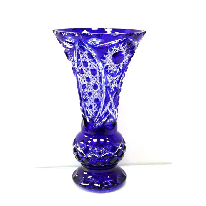 Ваза хрустальная "Тюльпан" синяя