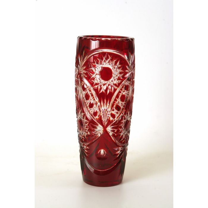 Ваза хрустальная "Заря" красная