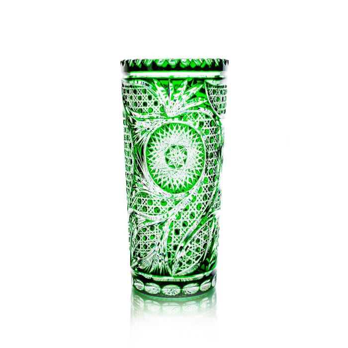 Ваза хрустальная "Льдинка" зелёная