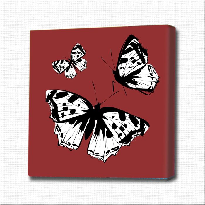 Картина-раскраска "Мотыльки на бордовом фоне"