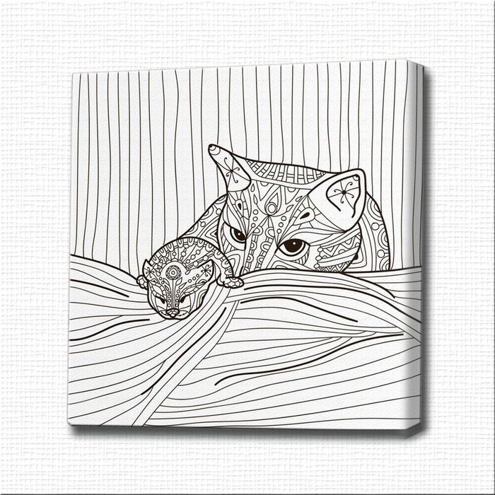 Картина-раскраска "Кошка и котёнок"