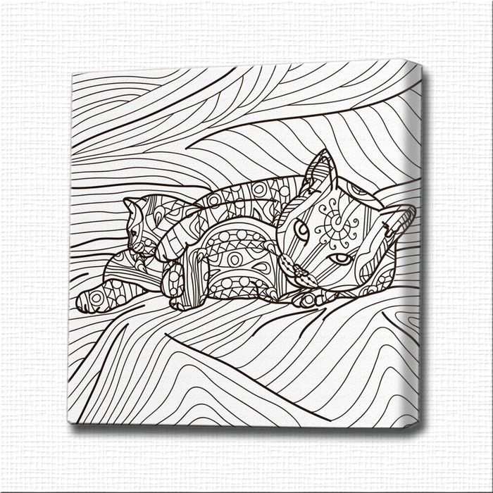 Картина-раскраска "Кошка и котёнок"