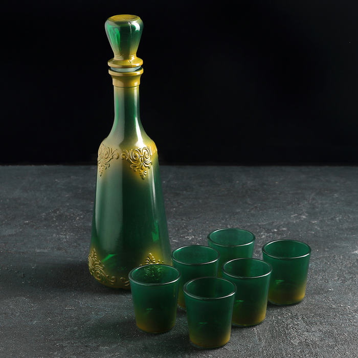 Набор питьевой 7 предметов "Монашка": графин 500 мл, 6 стопок 50 мл, напыление, цвет МИКС