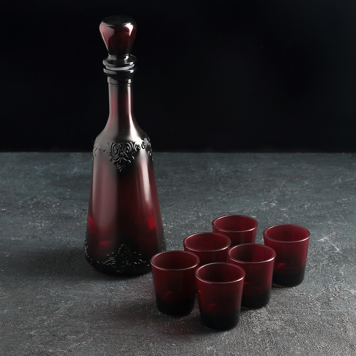 Набор питьевой 7 предметов "Монашка": графин 500 мл, 6 стопок 50 мл, напыление, цвет МИКС