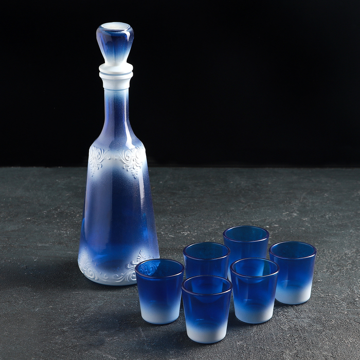 Набор питьевой 7 предметов "Монашка": графин 500 мл, 6 стопок 50 мл, напыление, цвет МИКС