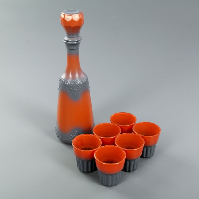 Набор питьевой 7 предметов "Монашка": графин 500 мл, 6 стопок 50 мл, напыление, цвет МИКС