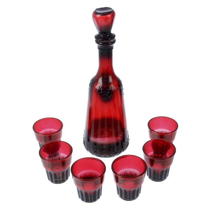 Набор питьевой 7 предметов "Монашка": графин 500 мл, 6 стопок 50 мл, напыление, цвет МИКС