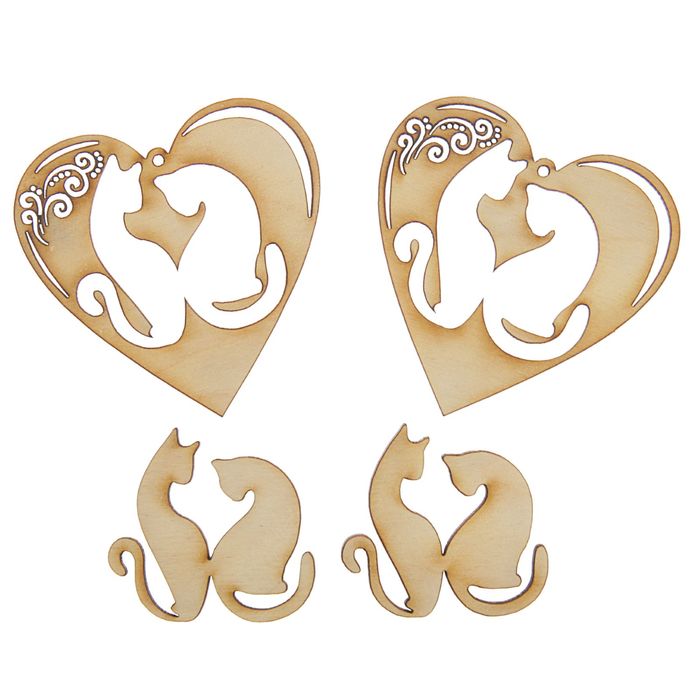 Набор заготовок для творчества «Сердце с котиками», 2 шт